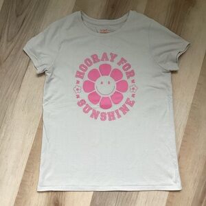 BOGO 🥳 Cat & Jack Beige Short Sleeve Sunshine Graphic T-shirt | girls XL 14/16